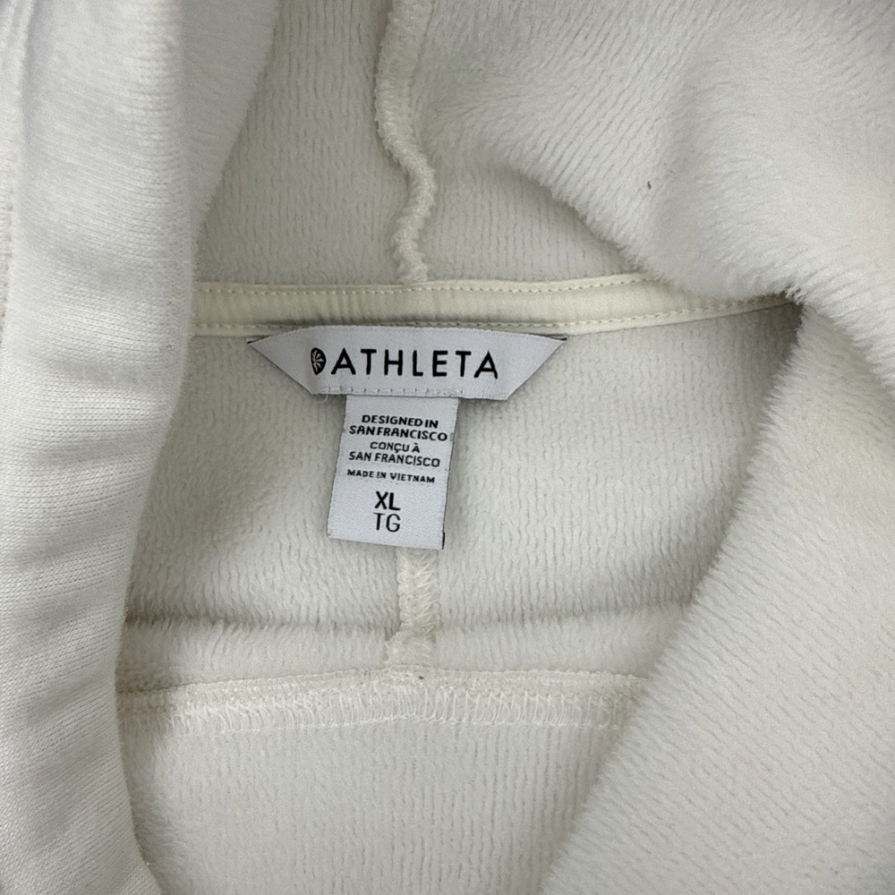 Athleta White Fleece Mock Neck Top XL Oversized Cozy Quiet Luxury Athleisure - Picture 9 of 14